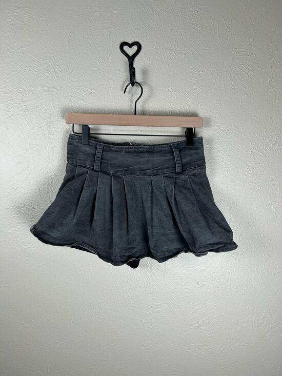 French Kiss Dresses & Skirts - Vintage Y2K Micro Mini Skirt Size Small Skort Black Denim Skater Preppy Grunge